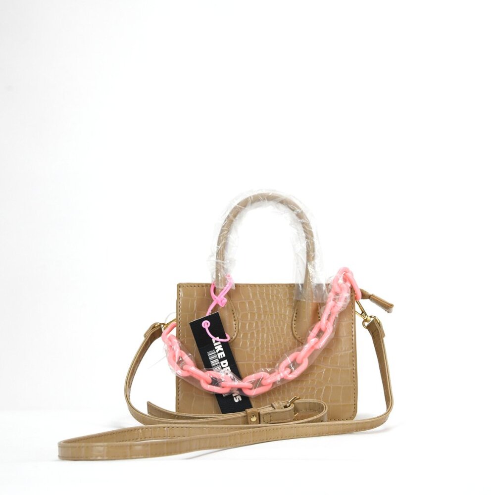 Like Dreams Kenzie Chain Croc Faux Leather Mini Crossbody Bag - Nude